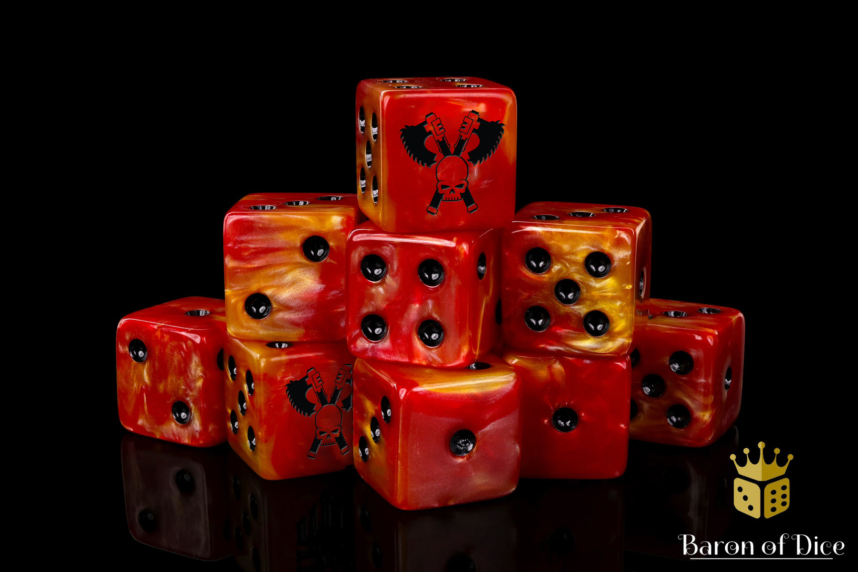Skull Grinders Dice - Fiery Hell