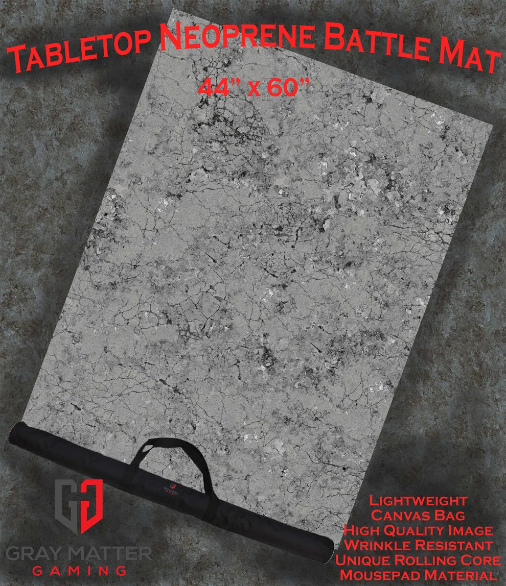 Fractured Concrete | Neoprene Battle Mat with Bag | Baron of Dice