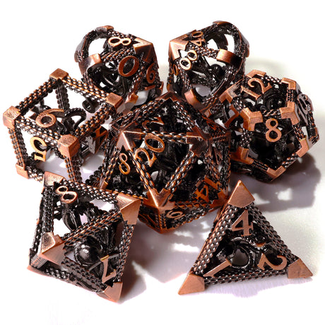 Bronze Kraken Metal RPG Dice Set - 7 Pieces