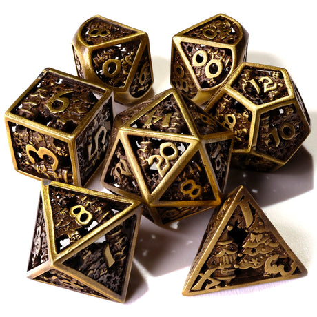 Christmas Metal RPG Dice Set - 7 Pieces