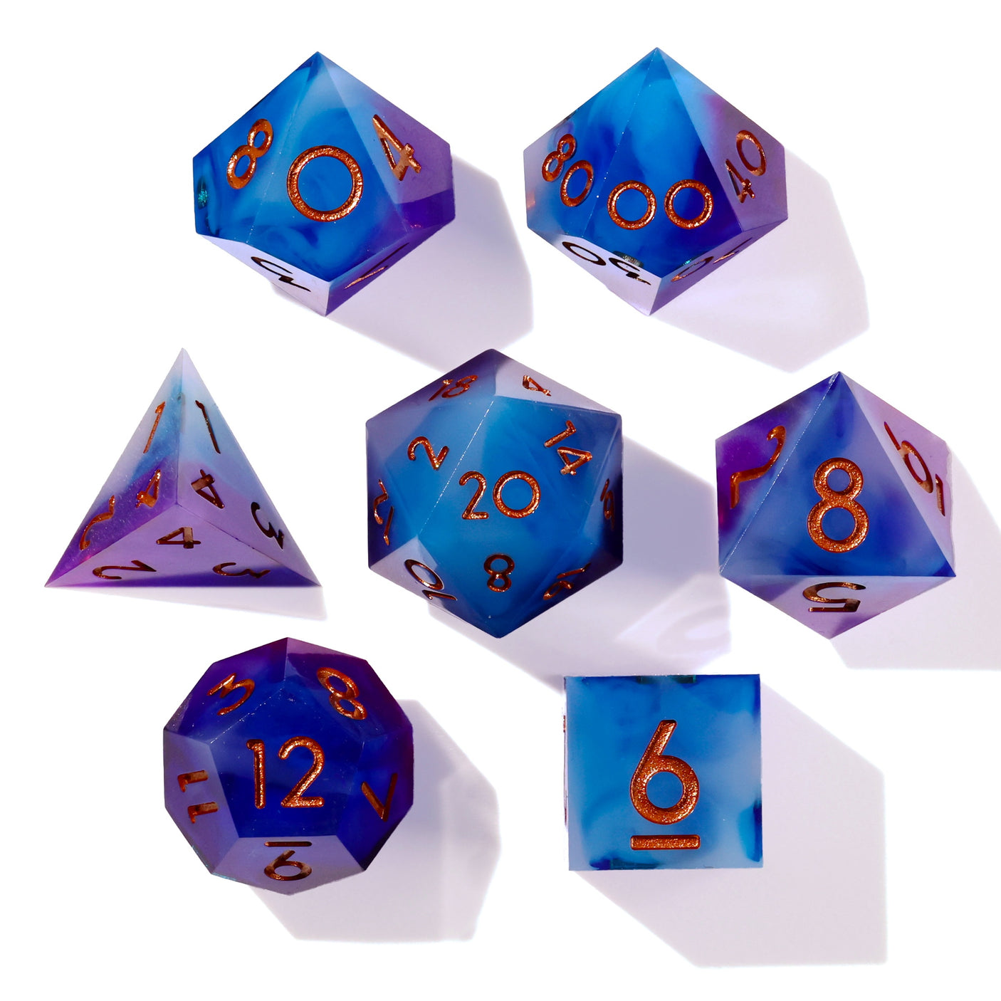 Aquamarine Sharp Edge RPG Dice - 7 Pieces