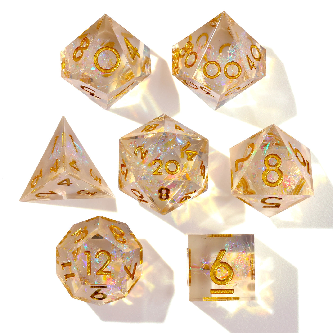Shiny Like A Diamond! Sharp Edge RPG Dice Set - 7 Pieces