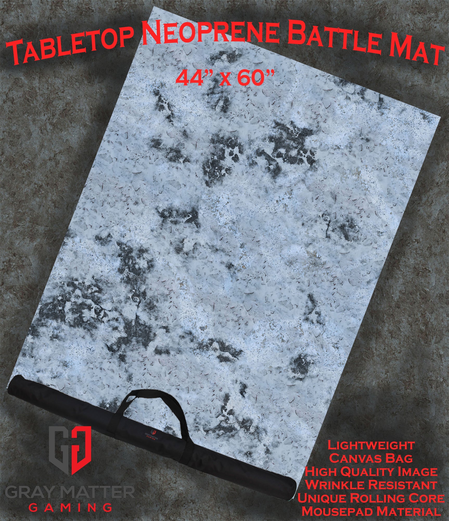 Snowy Tundra - Neoprene Battle Mat - Baron of Dice