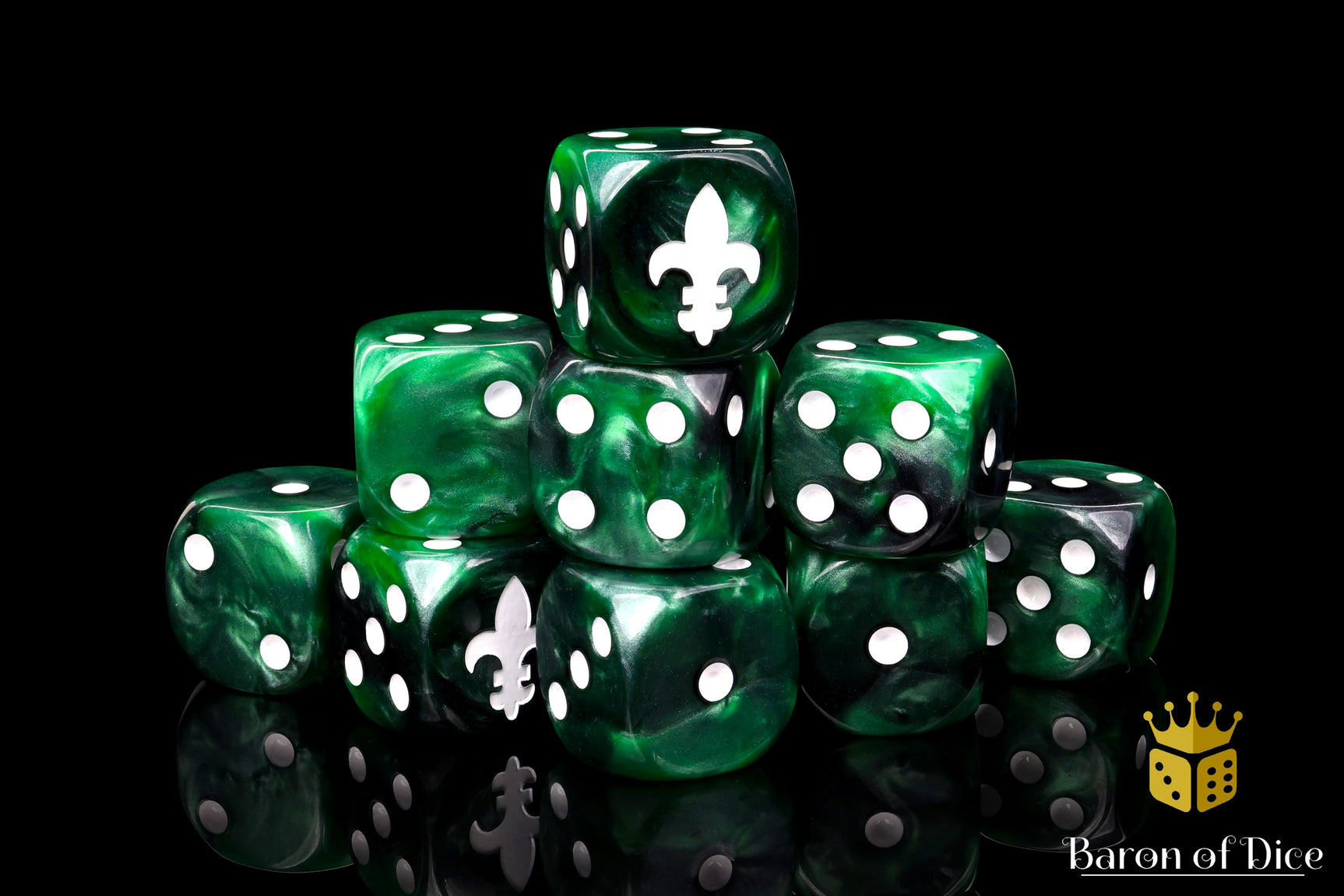 Fleur De Lis Dice - Green