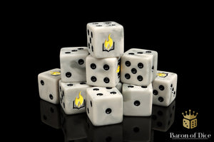 Flaming Book Dice