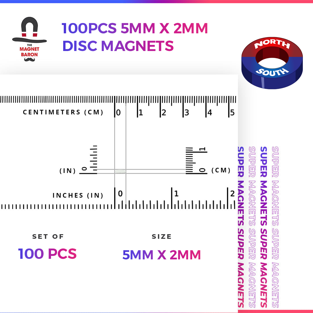 Special - Diametrically Magnetized - 50pcs 5mm x 2mm (3/16" x 1/16") Disc Magnets