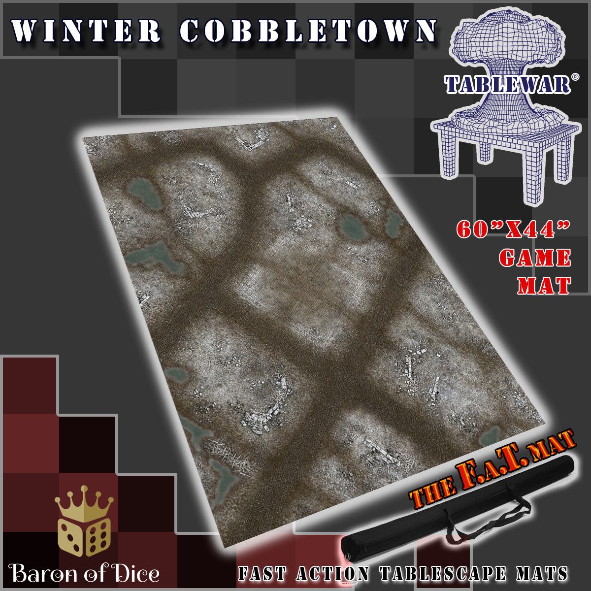 60x44" 'Winter Cobbletown' F.A.T. Mat