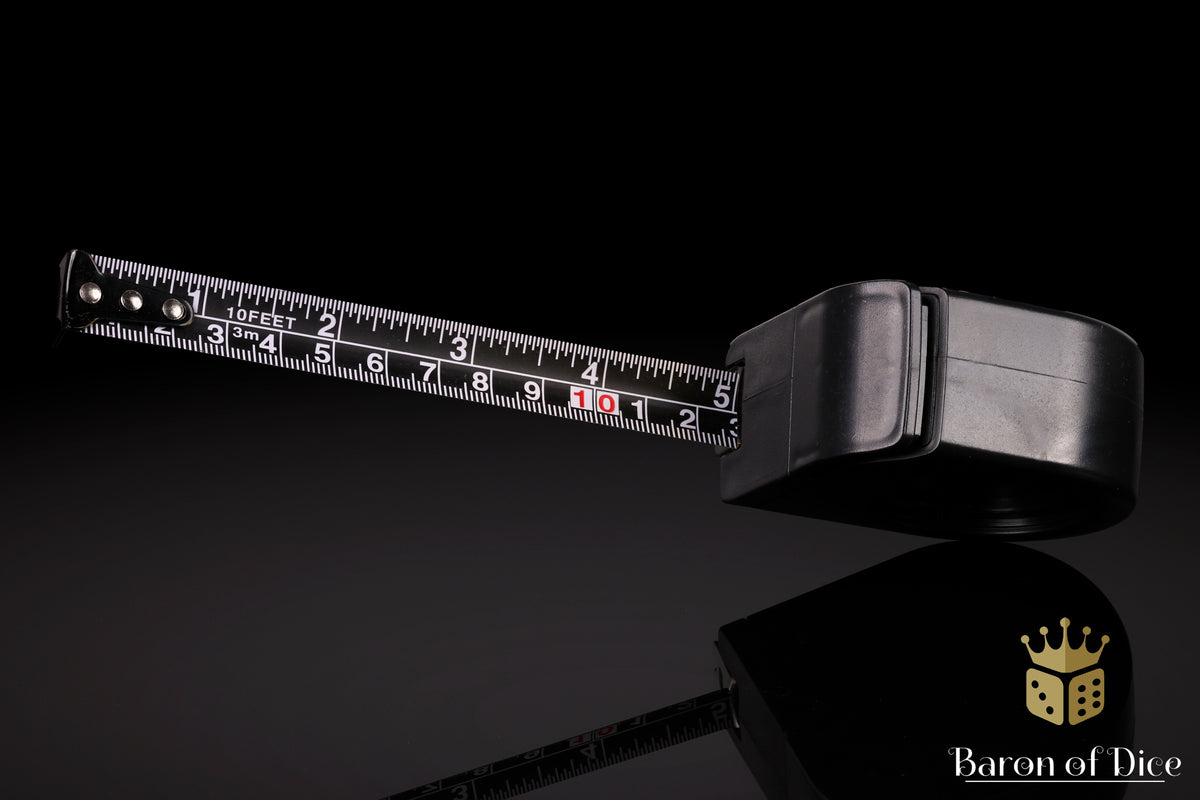 Tabletop Titans | White | Wargaming Tape Measure | Baron's Coin™ Compatible