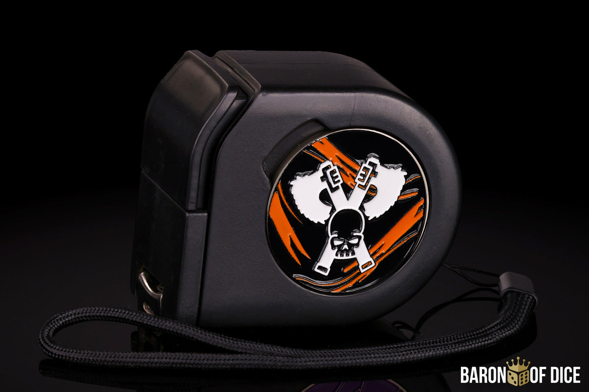 Skull Grinders | Black Lava | Wargaming Tape Measure | Baron's Coin™ Compatible