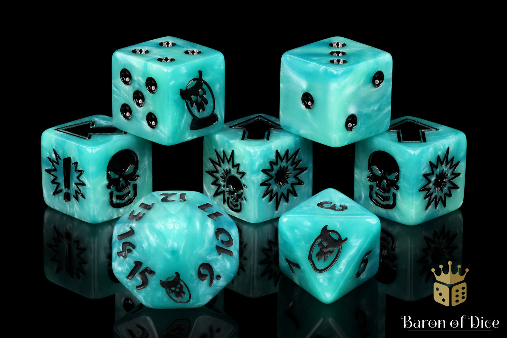 Ethereal Blue - Bloody Football Dice (Set of 7)