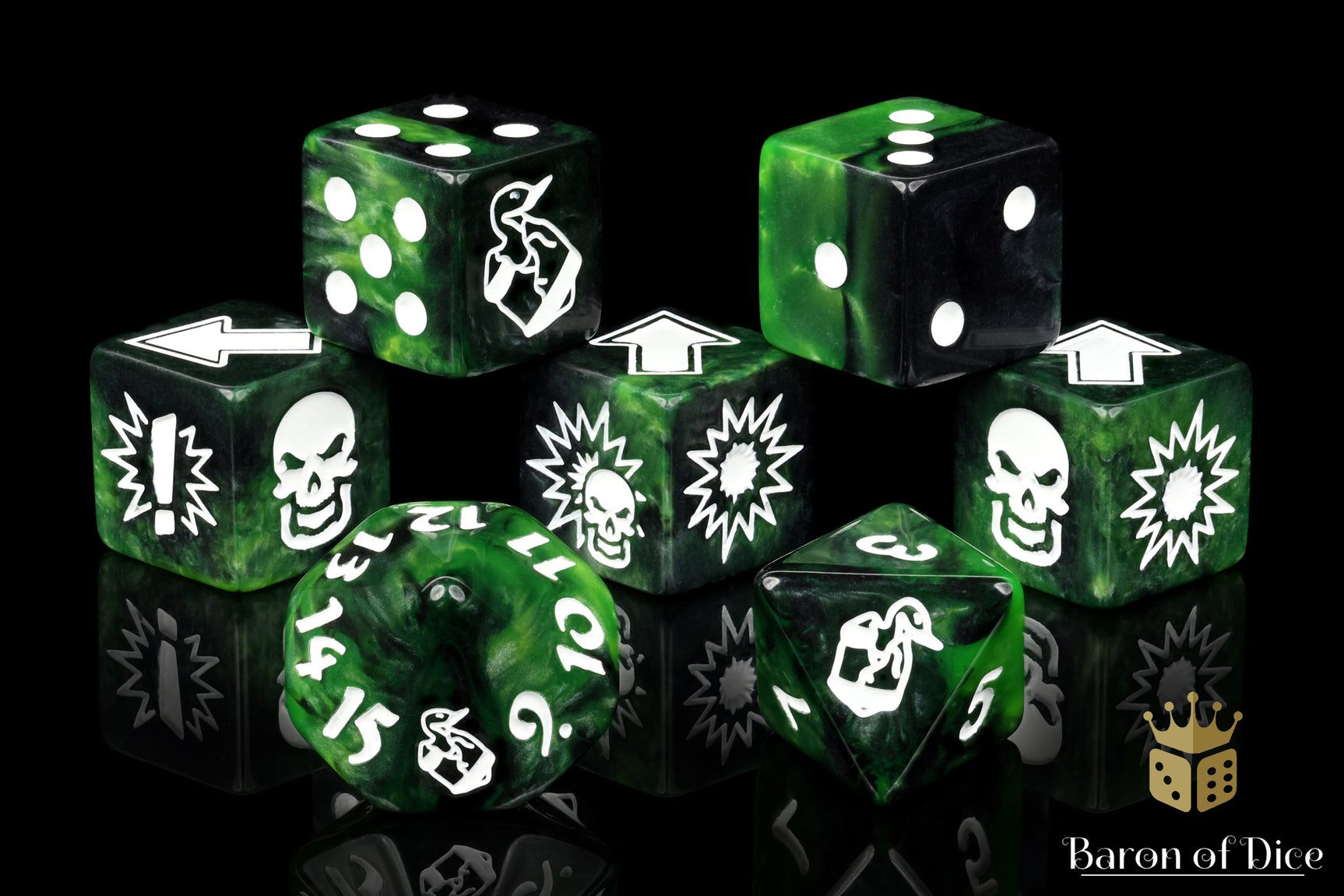 Warp Green - Bloody Football Dice (Set of 7)