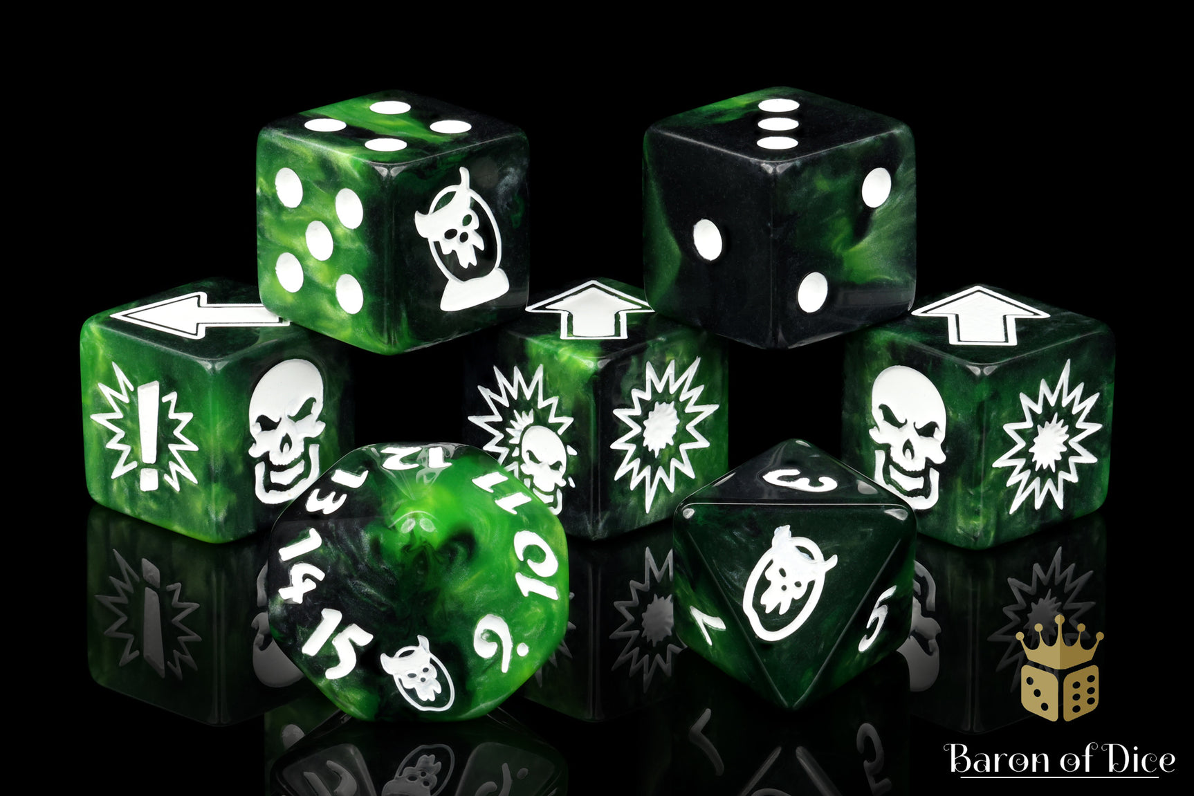 Warp Green - Bloody Football Dice (Set of 7)