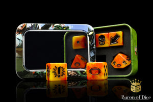 Orange Fire - Bloody Football Dice (Set of 7)