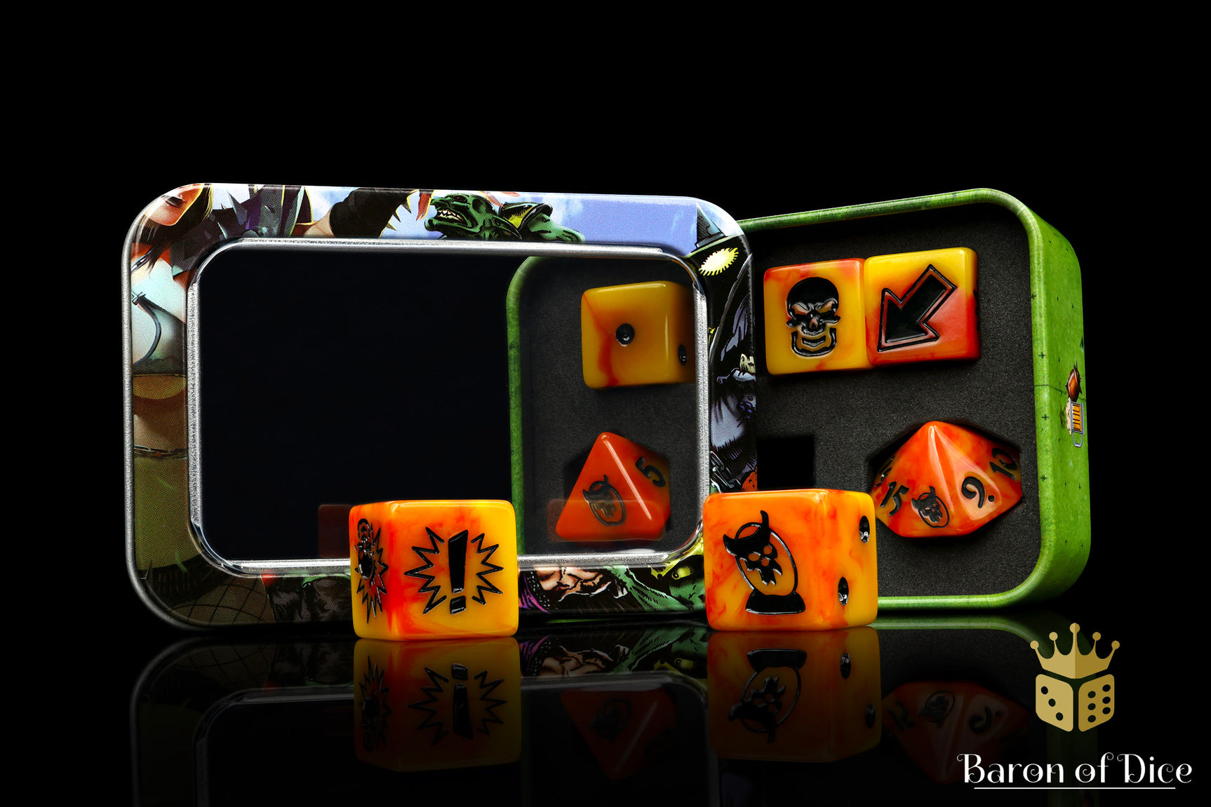 Orange Fire - Bloody Football Dice (Set of 7)