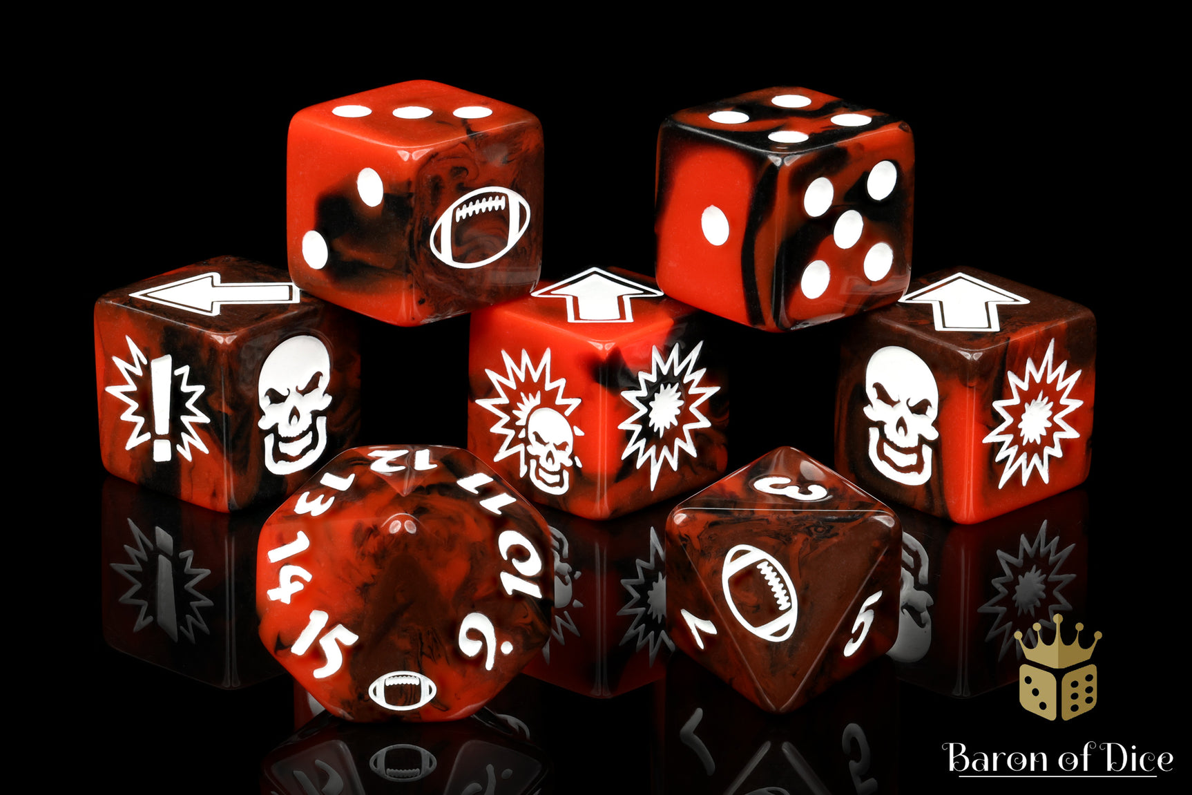 Chaos Red - Bloody Football Dice (Set of 7)