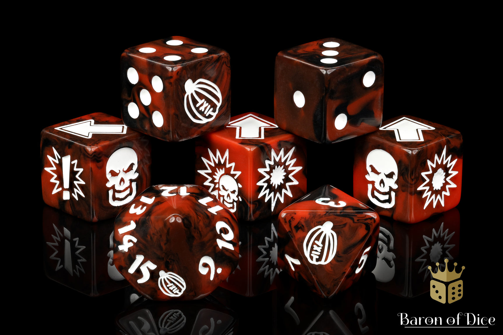 Chaos Red - Bloody Football Dice (Set of 7)