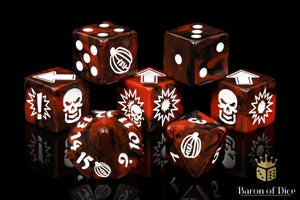 Chaos Red - Bloody Football Dice (Set of 7)