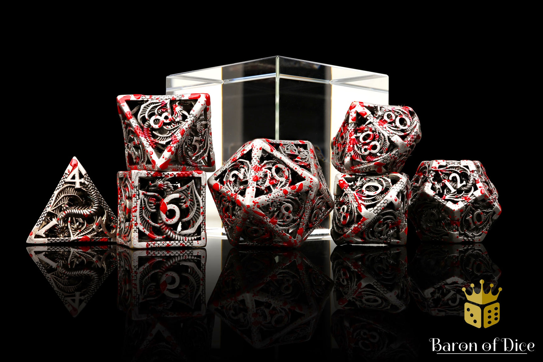 Bloody Dragon Metal RPG Dice - 7 Pieces