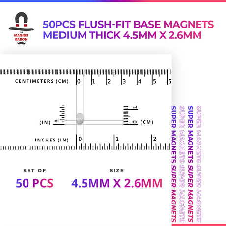 50pcs Flush-Fit Base Magnets