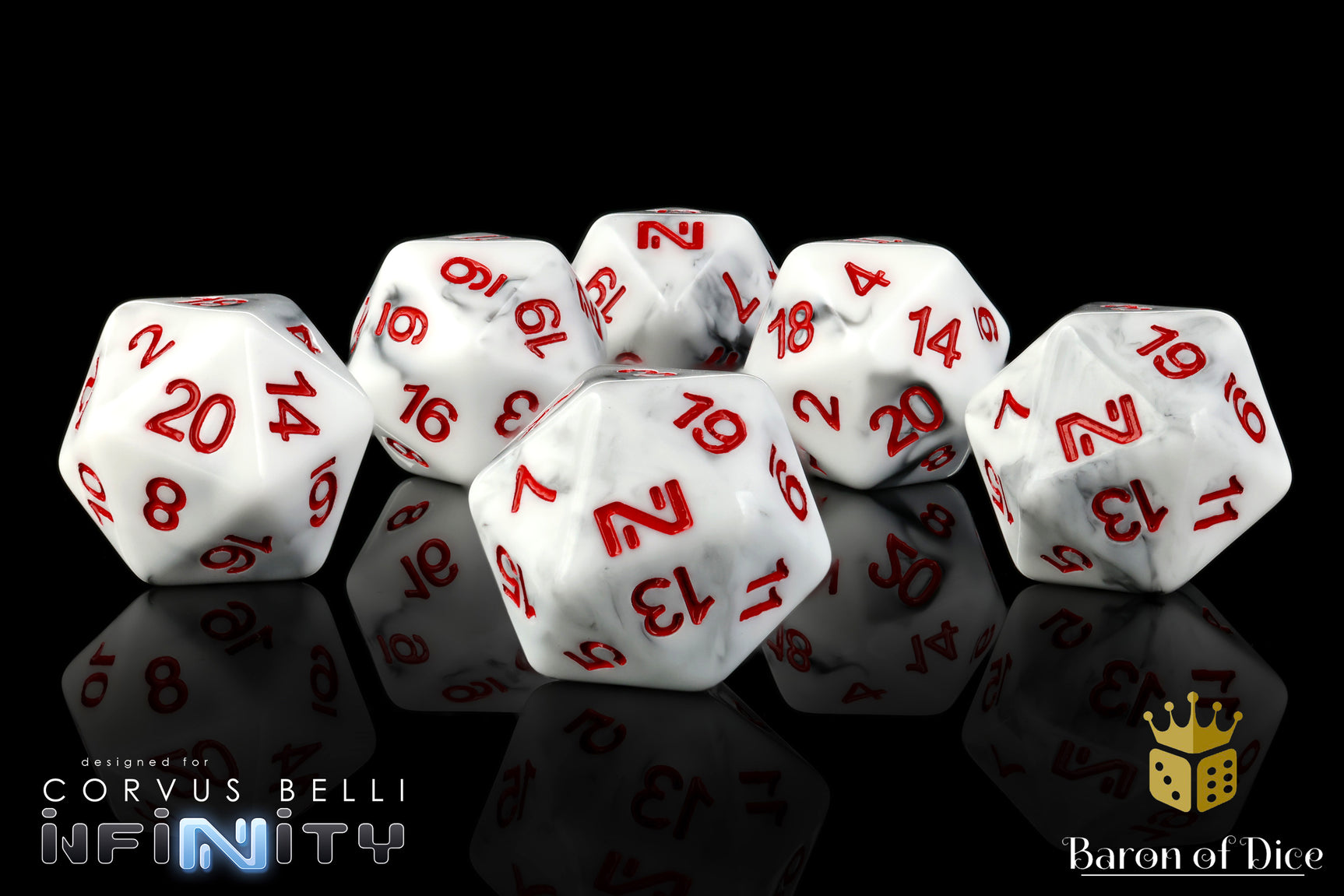 Infinity: N4 Marbled w/ Red - Official Dice Set