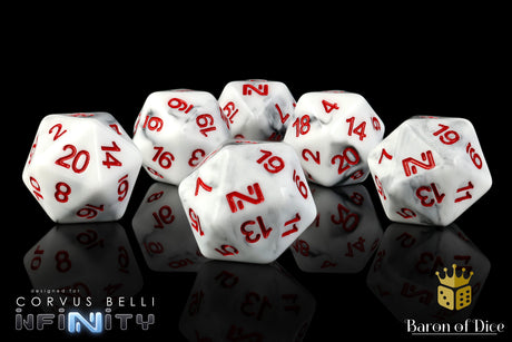 Infinity: N4 Marbled w/ Red - Official Dice Set