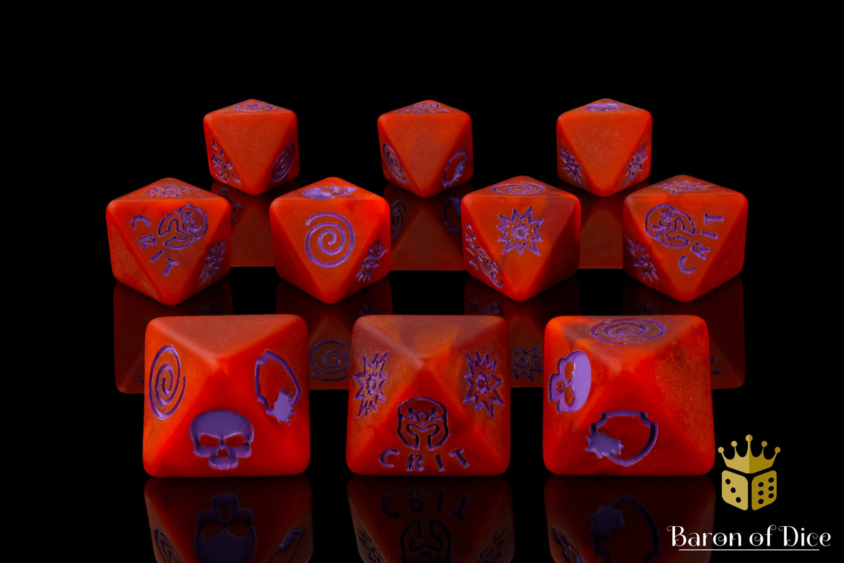 Menacing Mutants - Red Matte D8 Dice Set