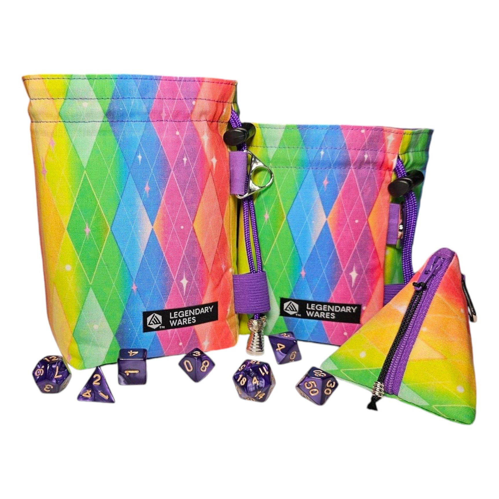 Argyle Rainbow Dice Bags