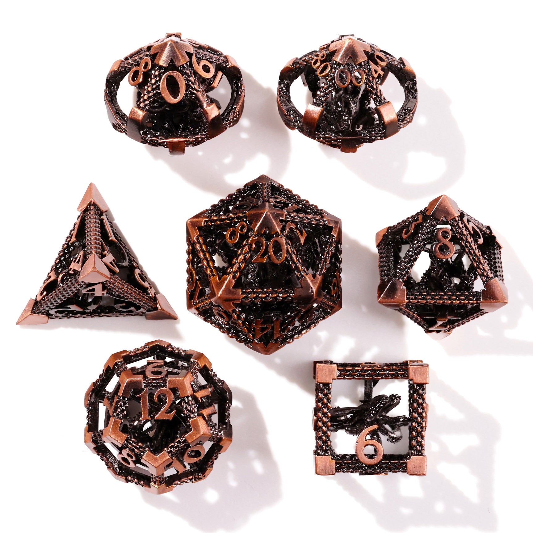 Bronze Kraken Metal RPG Dice Set - 7 Pieces