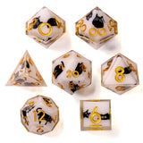 Snowy Neko Liquid Core RPG Dice Set - 7 Pieces