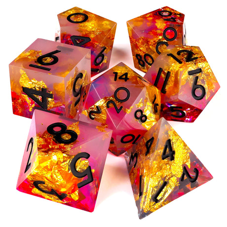 Golden Rose RPG Dice Set - 7 Pieces