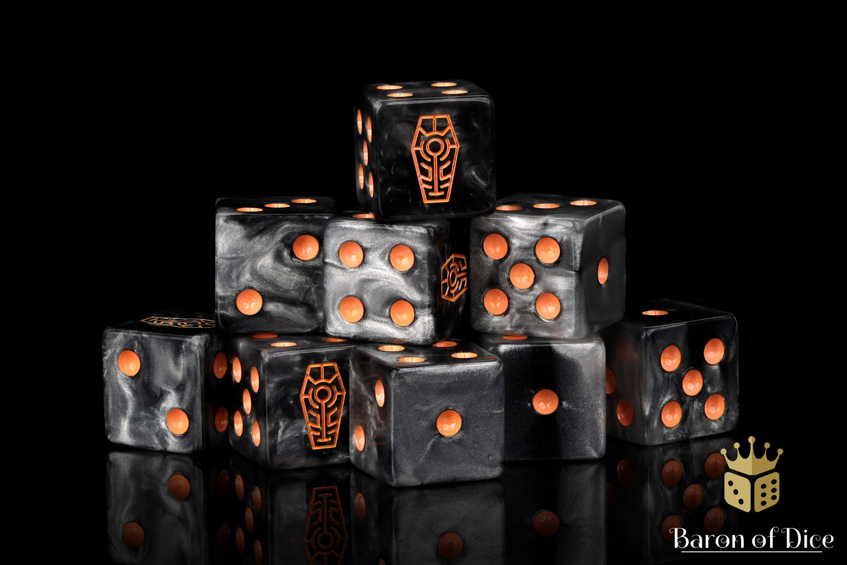 Day of the Dead Dice - Orange Coffin