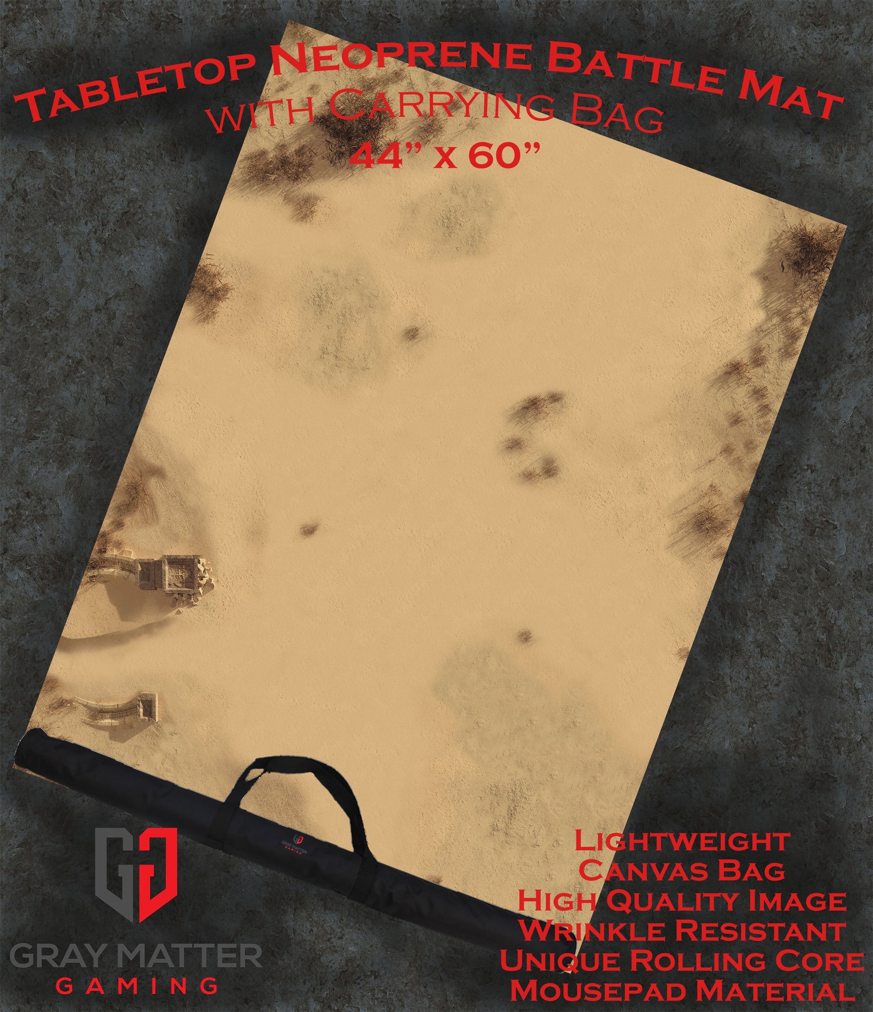 Sandy Dunes - Neoprene Battle Mat - Warhammer, AoS, 40K, Kill Team, MCP, Shatterpoint, Legion, More