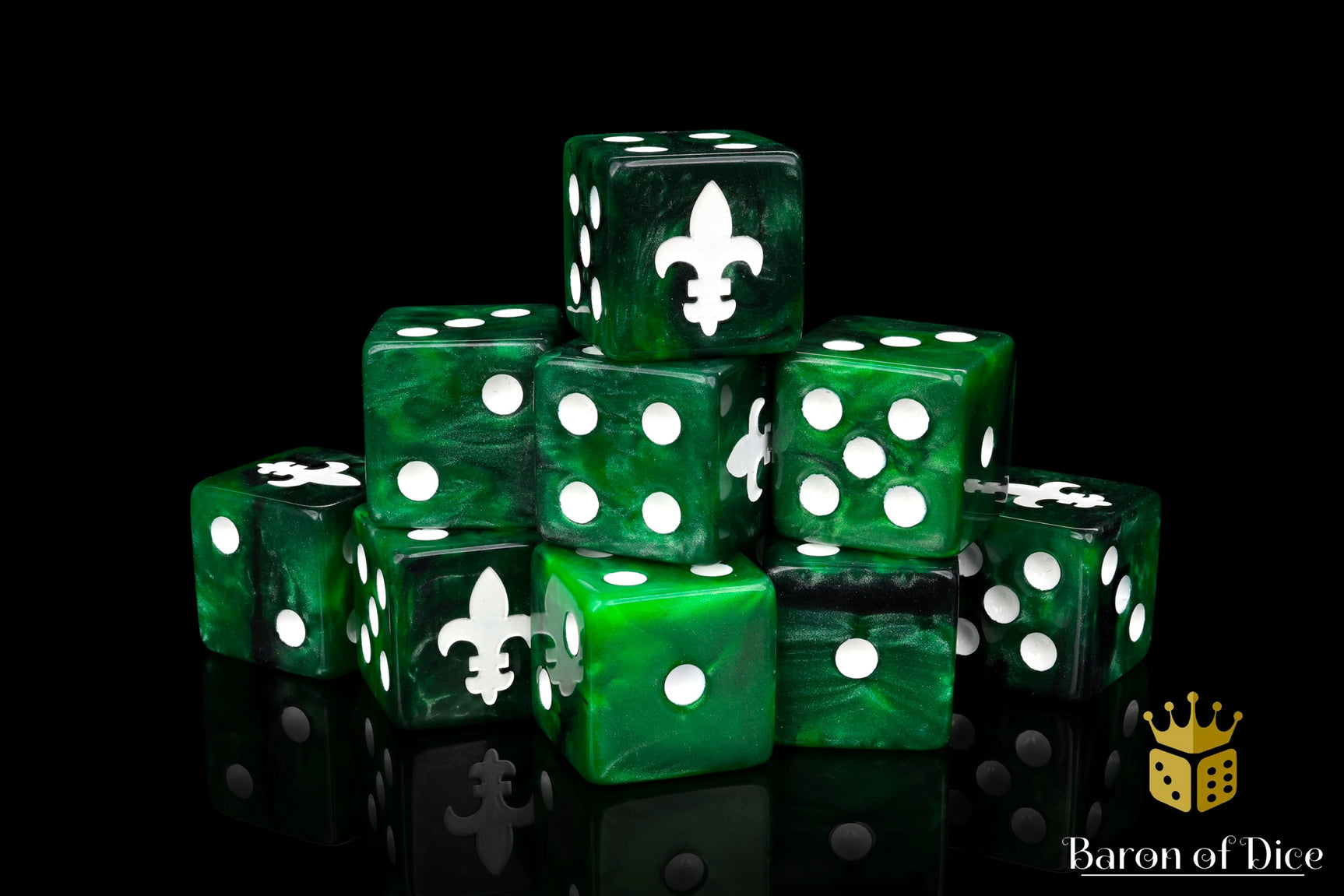 Fleur De Lis Dice - Green