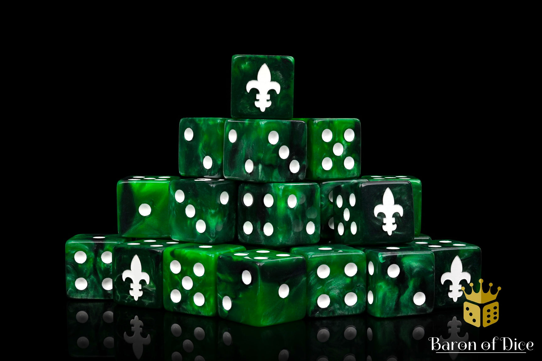 Fleur De Lis Dice - Green