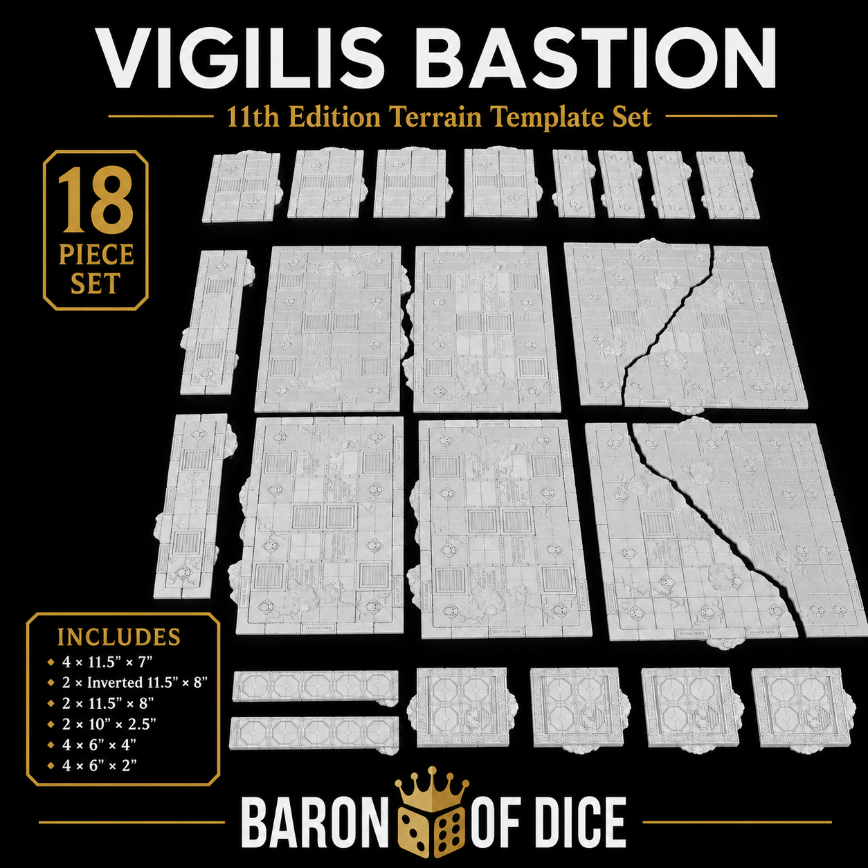 Vigilis Bastion Template Set | 11e Terrain Template Set | Shipping Excluded