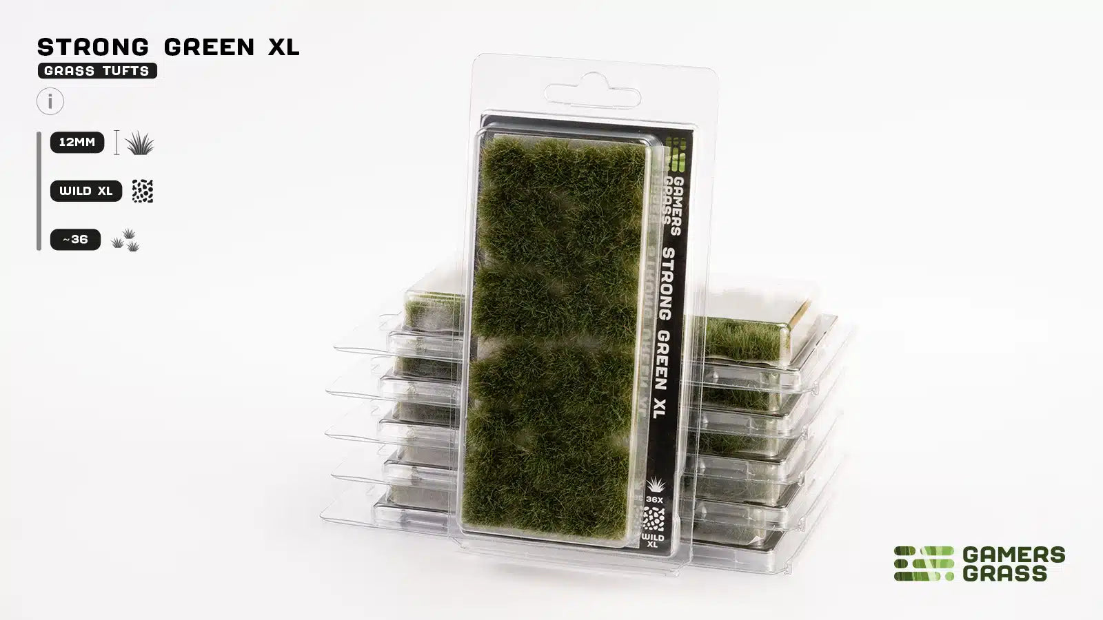 Gamers Grass | Grass Tuft XL (12mm) | Strong Green