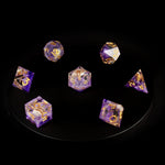 Purple Seashell Sharp Edge RPG Dice Set - 7 Pieces