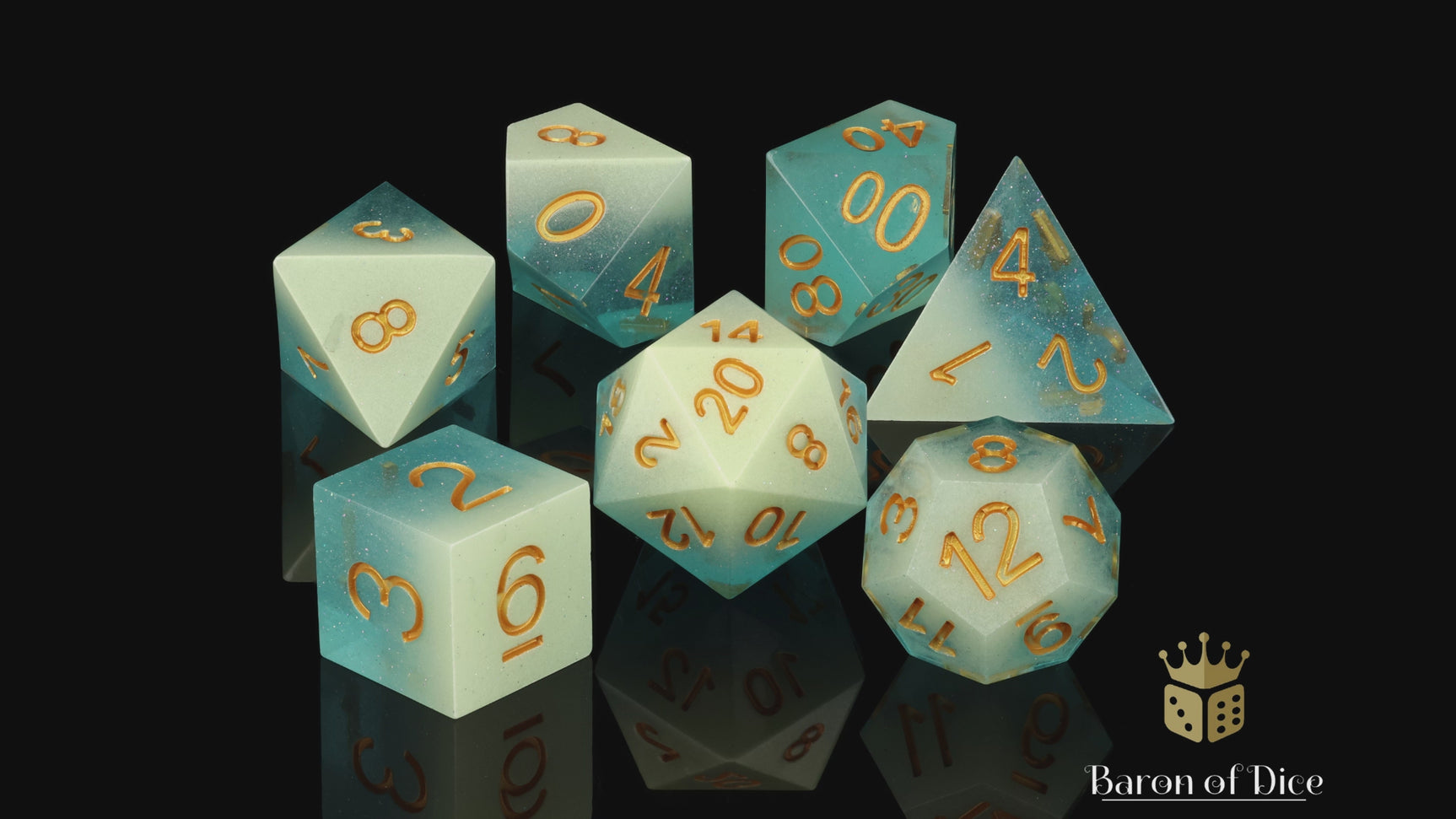 Blue Water Sharp Edge RPG Dice Set - 7 Pieces